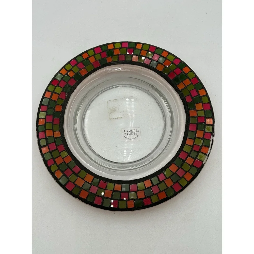 2012 Yankee Candle Mosaic Tile Shade and Plate Set‎ Holiday Colors